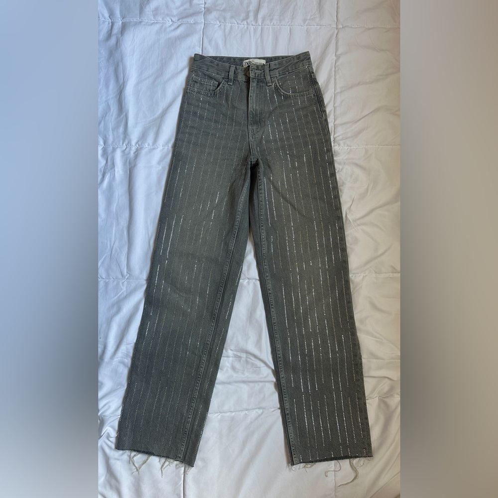Zara Straight Leg Jeans with Silver Accents